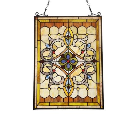 CHLOE LIGHTING Chloe Lighting CH3P130BV24-GPN Delilah Victorian Tiffany-Glass Window Panel - 24 in. CH3P130BV24-GPN